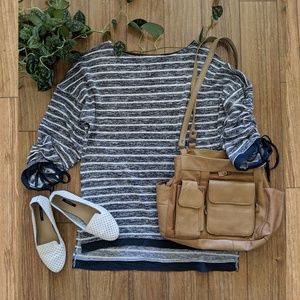 🌵Stripe 3/4 Sleeve Box Loose Fit Sweater - Small